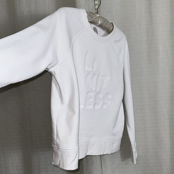 Athleta S White Limitless Printed Graphic Crewneck  Fleece Interior Pullover - Picture 9 of 14